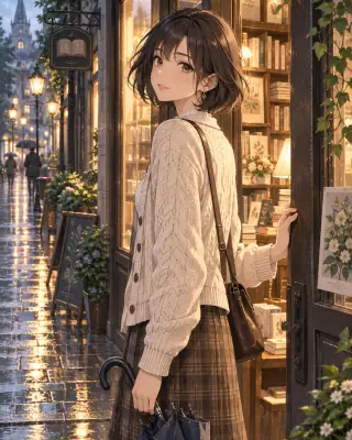 雨巷书店原创漫画插画